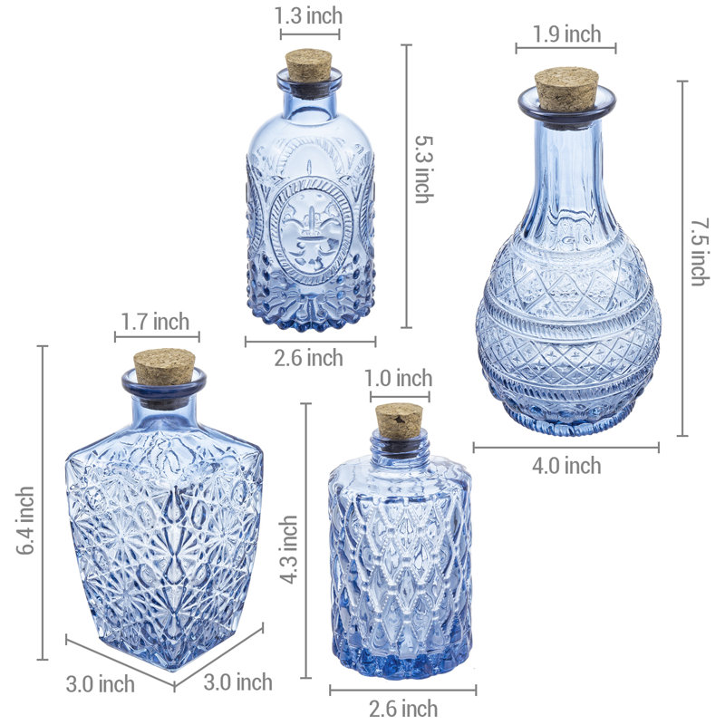 Glass Decorative Bottle, Blue