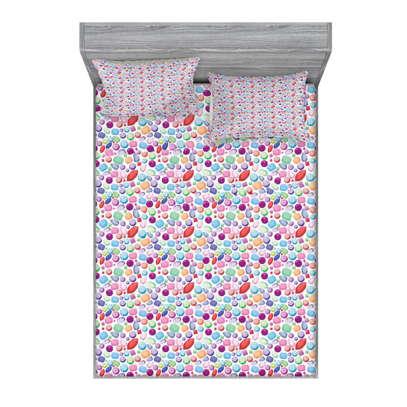 Microfiber Geometric Sheet Set, Full Sheet Set with Fitted Sheet