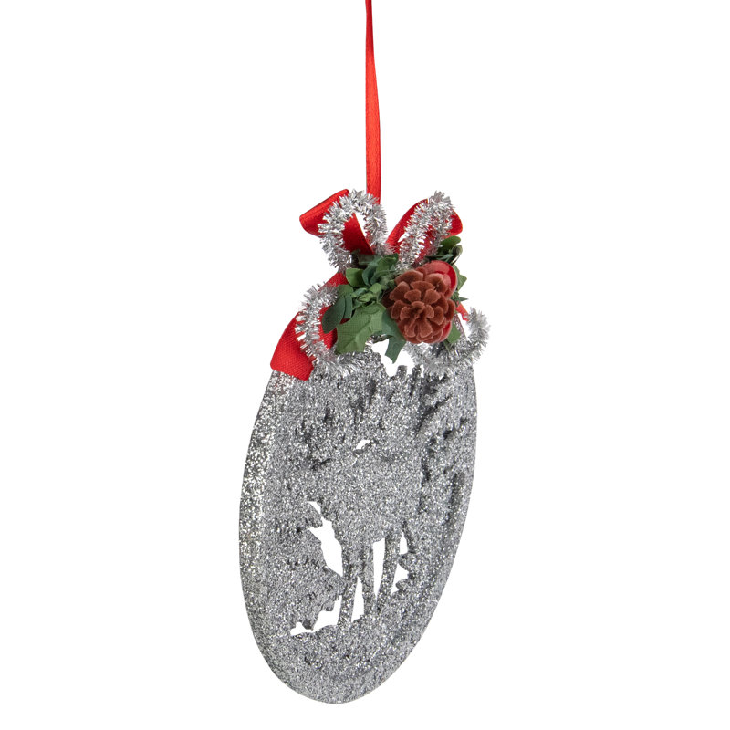 Ornement de Noël découpé en forme d'orignal pailleté 2 4,25 "