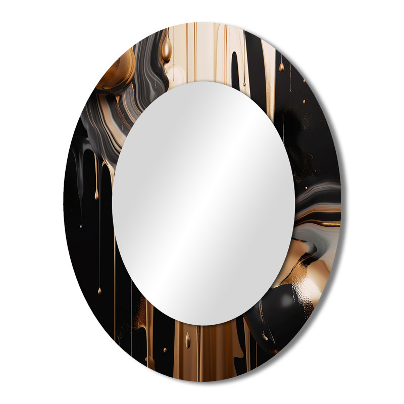 Miroir mural ovale doré et noir marbré Euphoria IV, 43 po x 33 po