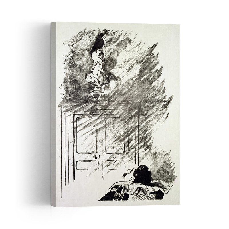 Illustration For 'The Raven', By Edgar Allen Poe, 1875 Abstract Contemporary Bird Wall Art Print, 91.44cm H x 60.96cm W