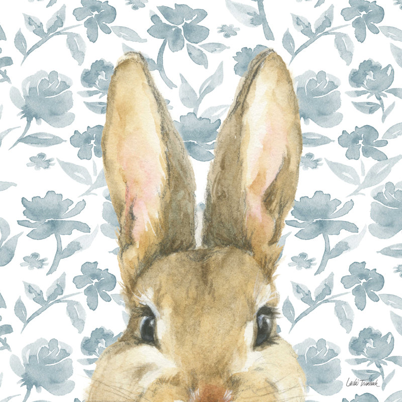 Garden Bunnies VI - Peinture sur toile tendue, H 20 po x l 20 po