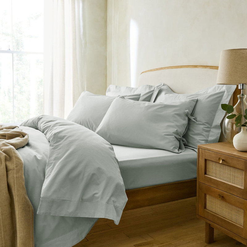Stiliana 300 Thread Count Oxford Border Superking Pillowcase Pair, Mineral Blue