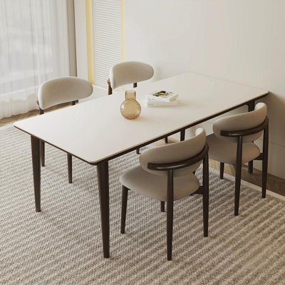 Stylish ash stone table chairs ash wood set