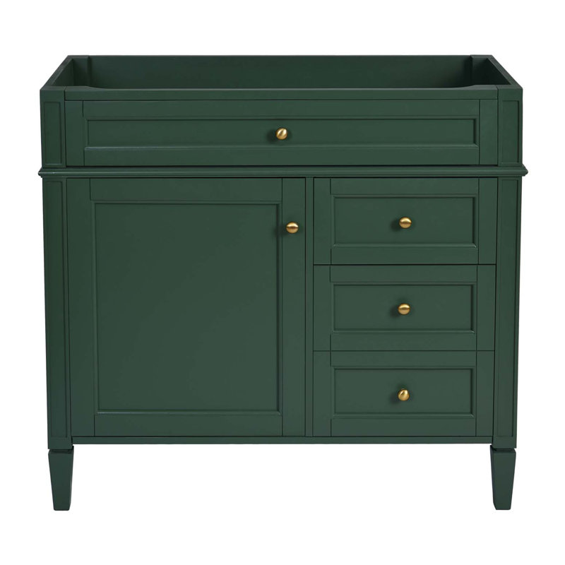 Meuble-lavabo de salle de bain 36 po sans lavabo supérieur, armoire de rangement moderne avec 2 tiroirs et un tiroir basculant, structure en bois massif, sans lavabo