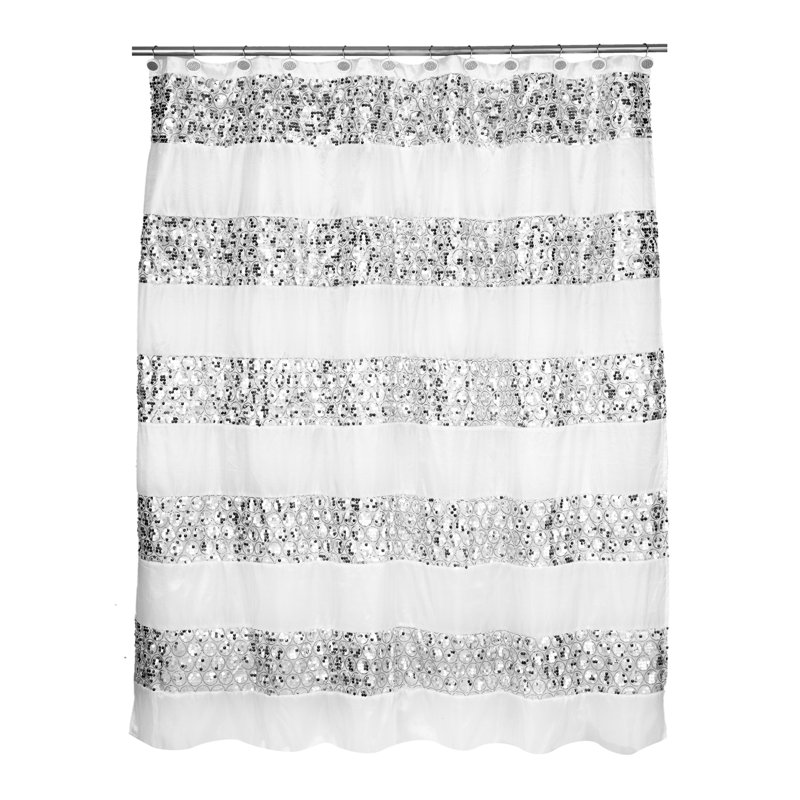 Rideau de douche simple rayé Ced, Blanc