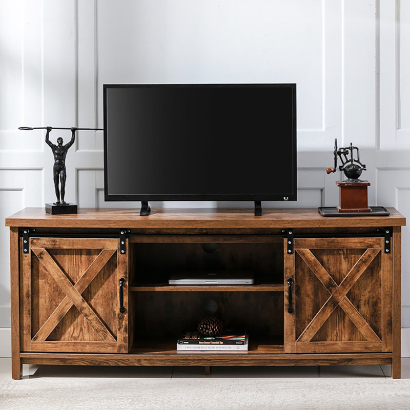 Meuble télé pour téléviseur de 65 po ou moins Photina, Brun rustique