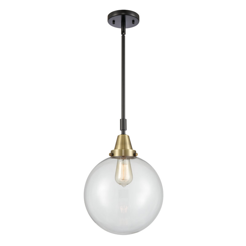 Luminaire suspendu sphère 1 lumière Lorri, H 44,88 po x l 10 po x P 10 po, Clair, Laiton antique noir