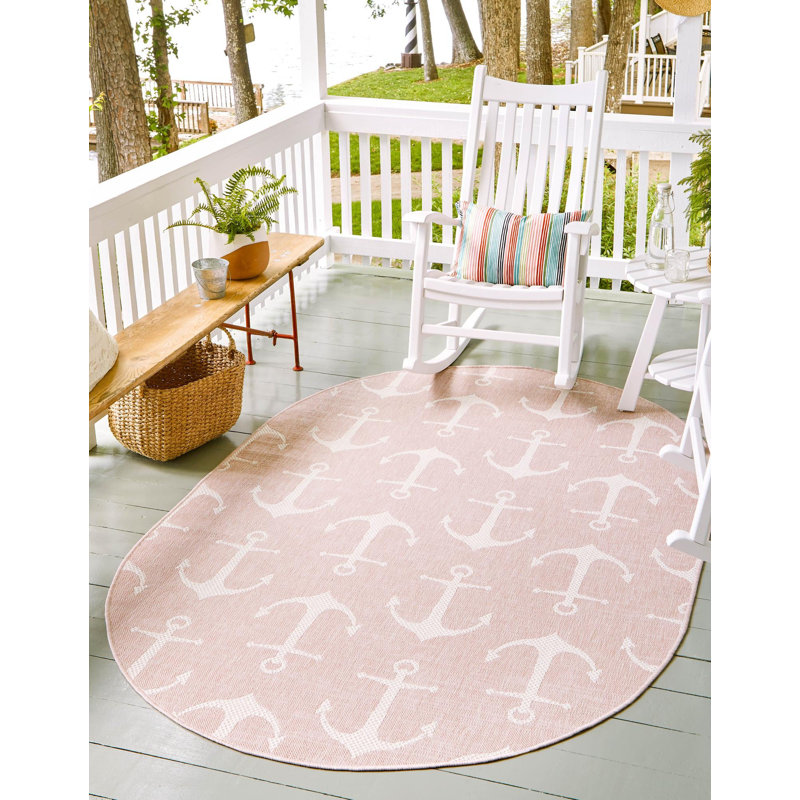 Tapis intérieur / extérieur Brentwood, Ovale 3 pi 3 po x 5 pi 3 po, Rose