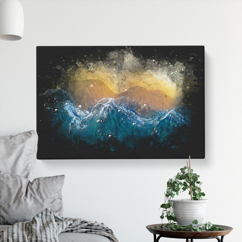 Incoming Waves Paint Splash - Wrapped Canvas Print, 50cm H x 76cm W x 3cm D