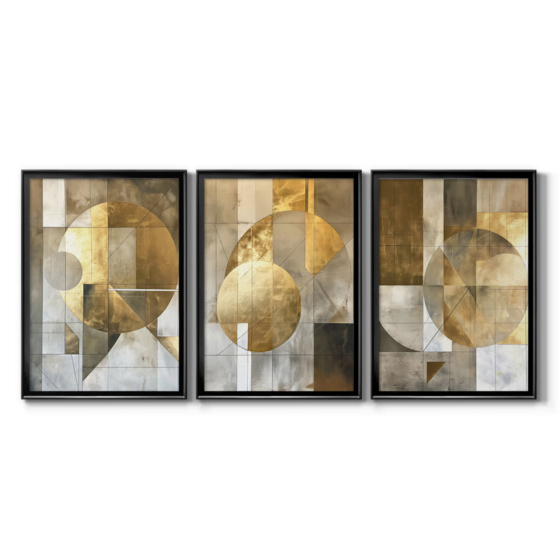 ABSTRACT Series CXV III - Toile tendue avec châssis sur mesure - 3 pièces, H 21 po x l 30 po, Noir