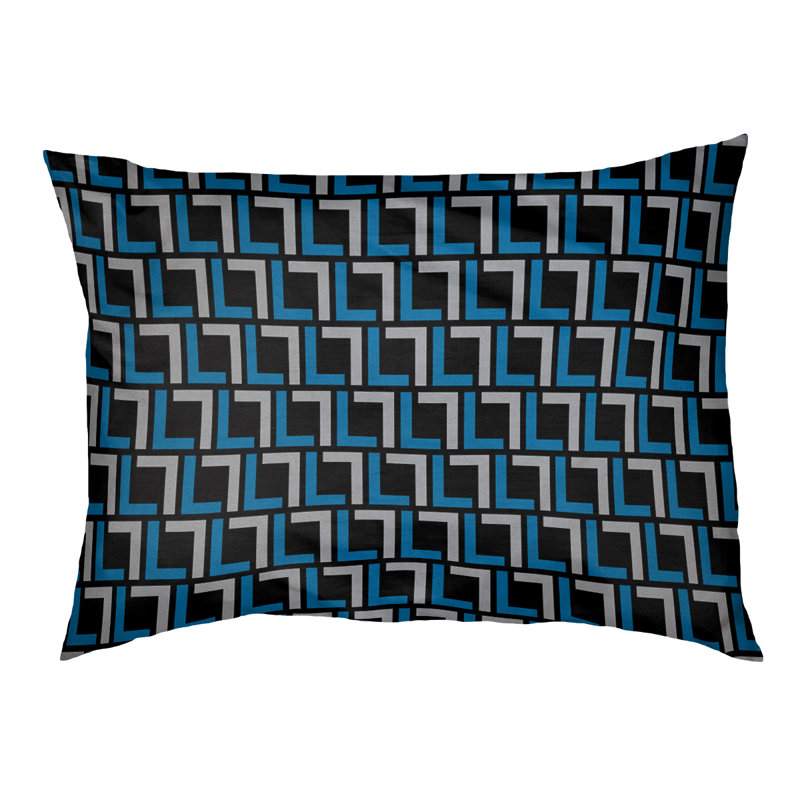 Coussin pour chien Bonheur, Large  (30'' W x 40'' D x 5'' H), Noir / bleu d'Honolulu / argent