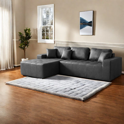 Compression Sectionals, Faux Leather L Shaped Modern Sofa for Home