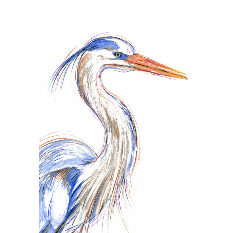 «Heron's Glance I» par Annie Warren - peinture sur toile tendue, H 30 po x l 20 po