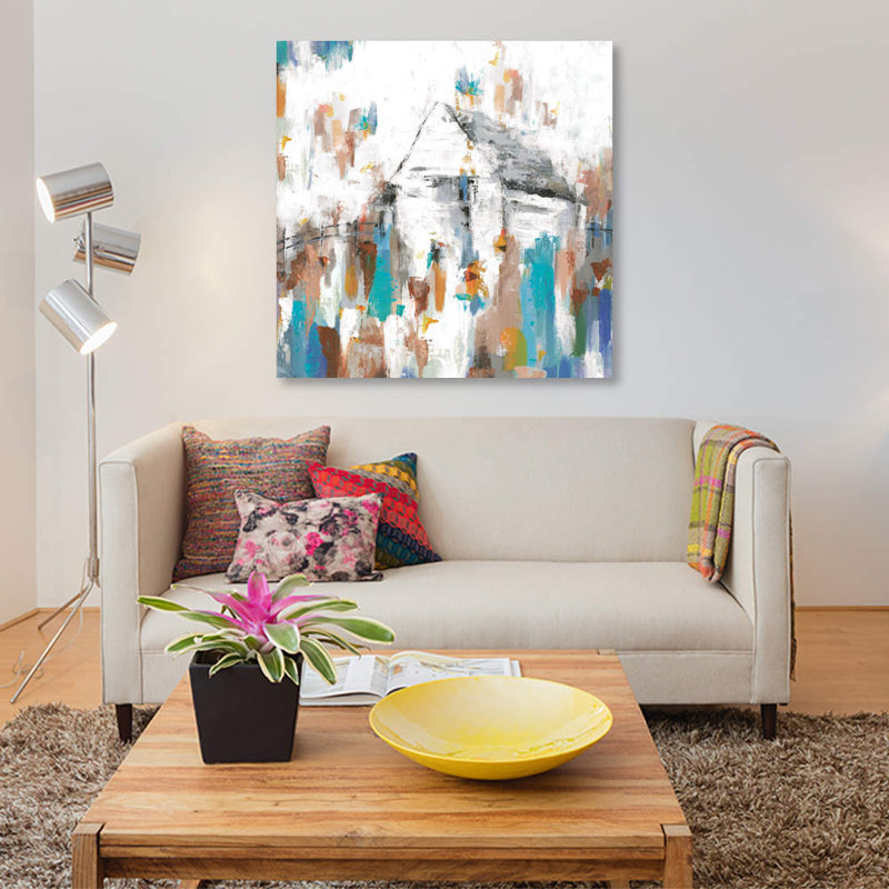 Imprimé maison sur toile, H 12 po x l 12 po x P 0,75 po