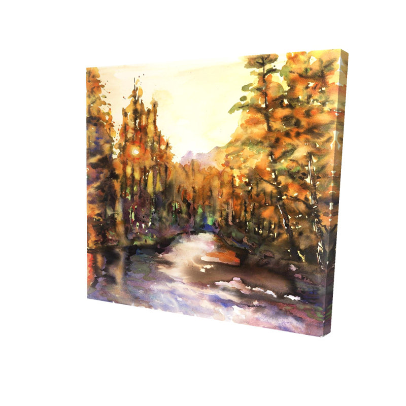 Toile jaune Merced River | Décor de chambre à coucher, H 8 po x l 8 po