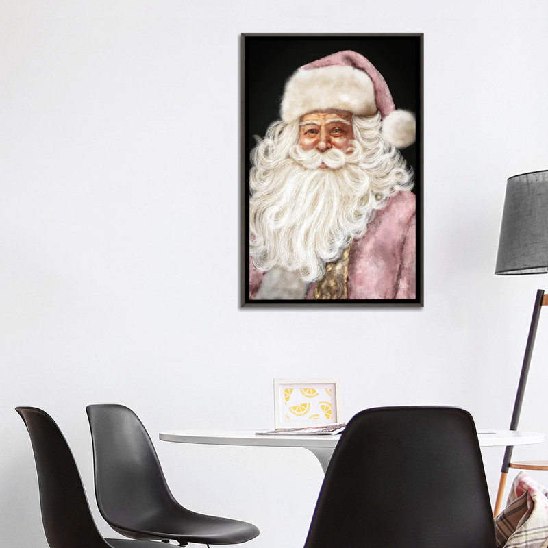 «Pink Santa», reproduction d'art murale , H 40 po x l 26 po, Impression encadrée sans passe-partout, Gris