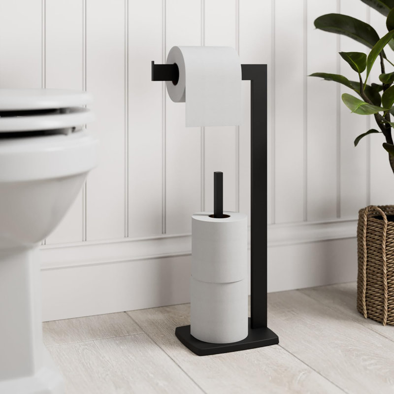 Free Standing Toilet Paper Holder, Black