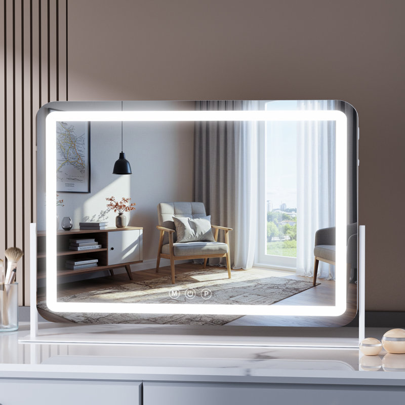 Miroir rectangulaire à DEL, contrôle de la température en continu 3 couleurs et intensité variable , Blanc