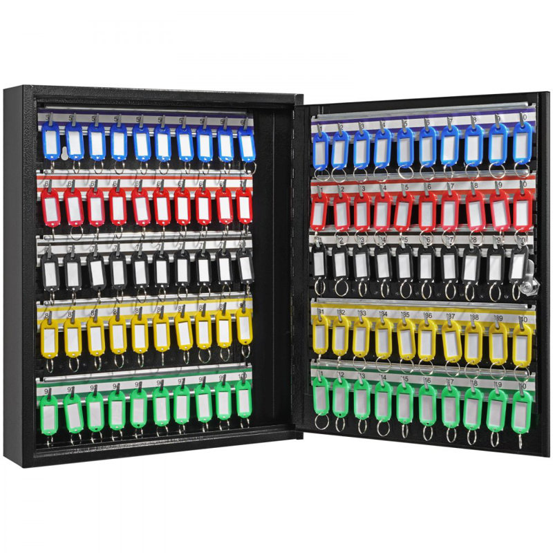 Key Cabinet, Key Lock Box with Adjustable Racks, 17.72" H x 14.96" W x 3.31" D