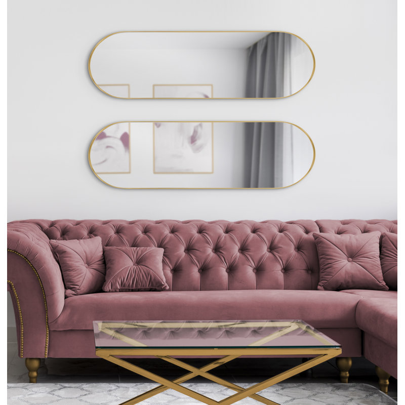 Fabron Metal Flat Mirror, 48" x 16", Gold