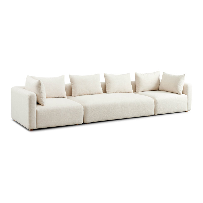 Tov Furniture Hangover Cream Heavy Textured Fabric 145" Long Sofa, Cream