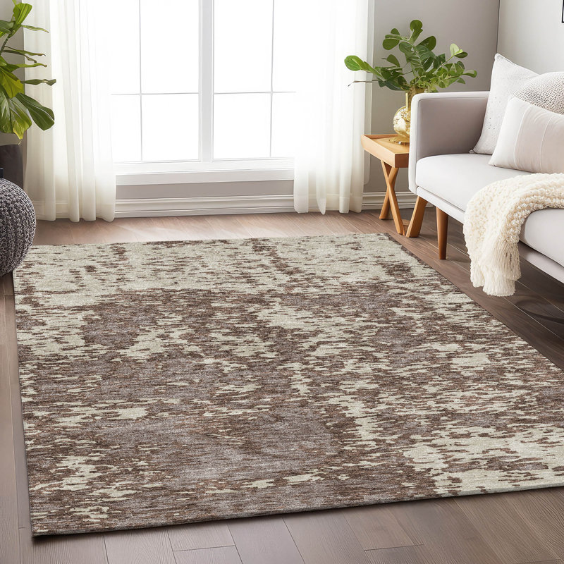 Premium Machine Washable Prisco Brown Rug, Rectangle 9' x 12'