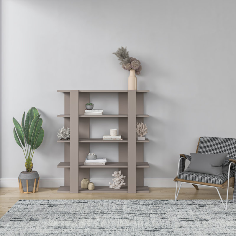 Acoidan Geometric Bookcase, Light Mocha