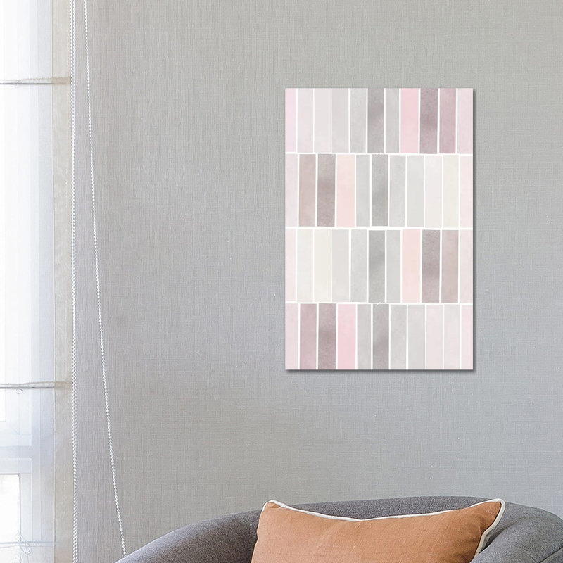 Blush Tone Watercolor Rectangles 1 Piece Wrapped Canvas Wall Art, 30.48 cm H x 45.72 cm W
