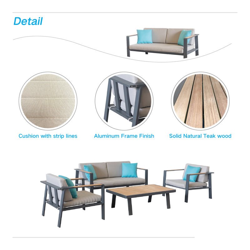 Elle 4 Piece Teak Sofa Seating Group with Cushions
