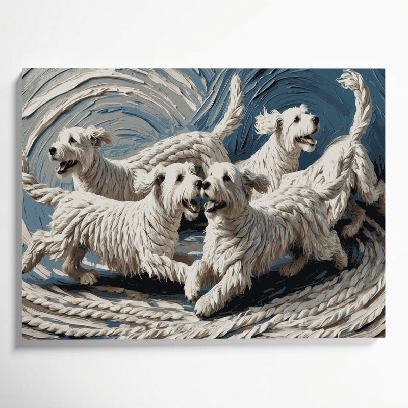 «Dogs Komondor», art mural sur toile grise, H 24 po x l 36 po