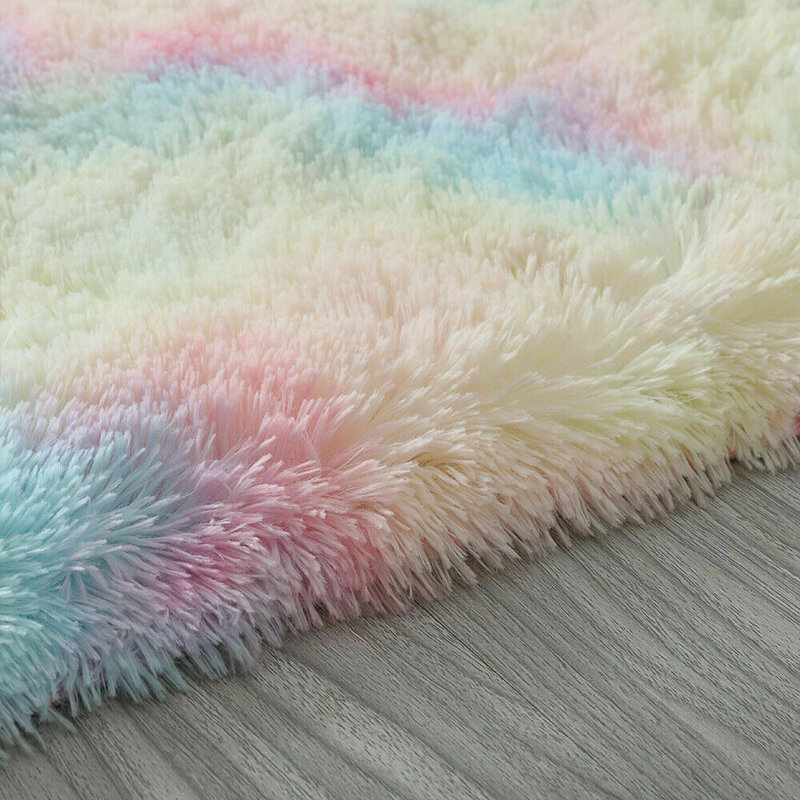 Tapis rectangulaire en polyester multicolore fabriqué à la machine, Rectangle 2 pi x 2 pi 11 po