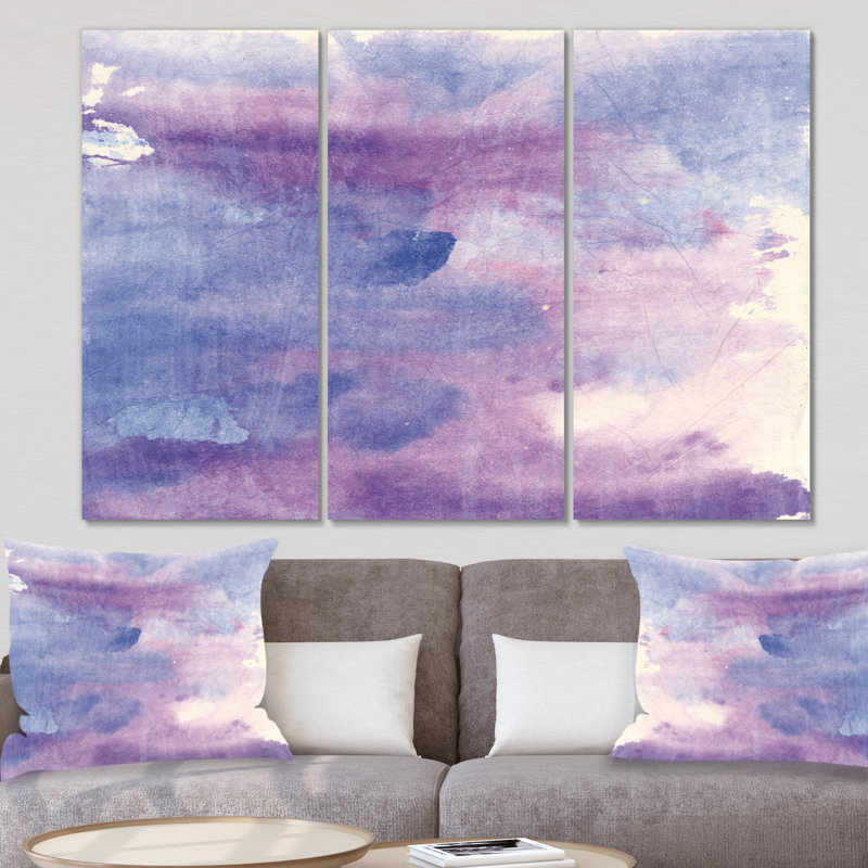 Aquarelle, brume mauve II - Peinture, reproduction d'art sur toile, H 40 po x l 60 po x P 1 po