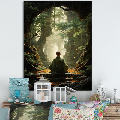 Art bouddhiste vert sur toile vert bouddhiste