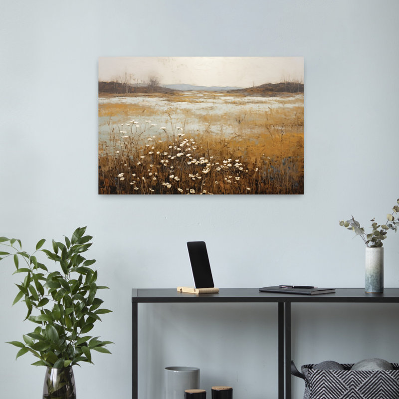 Art contemporain automnal abstrait Meadow I, H 16 po x l 24 po
