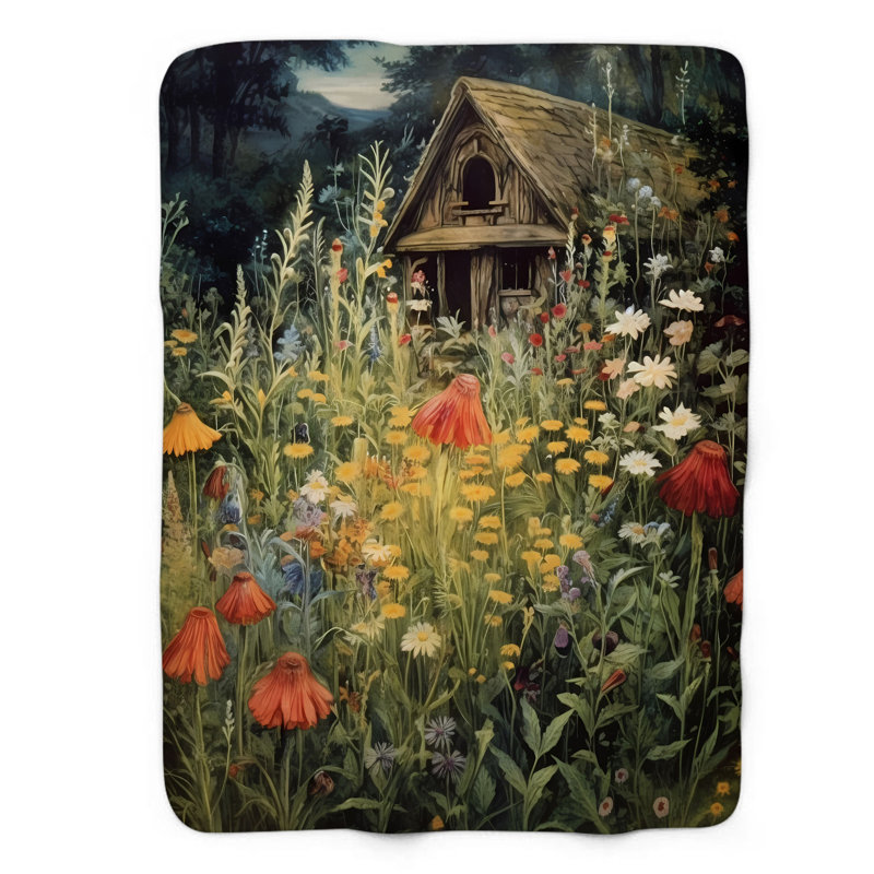 Couverture sherpa de qualité supérieure 1 pièce Fairland Forest Flowerland, L 50 po x L 60 po