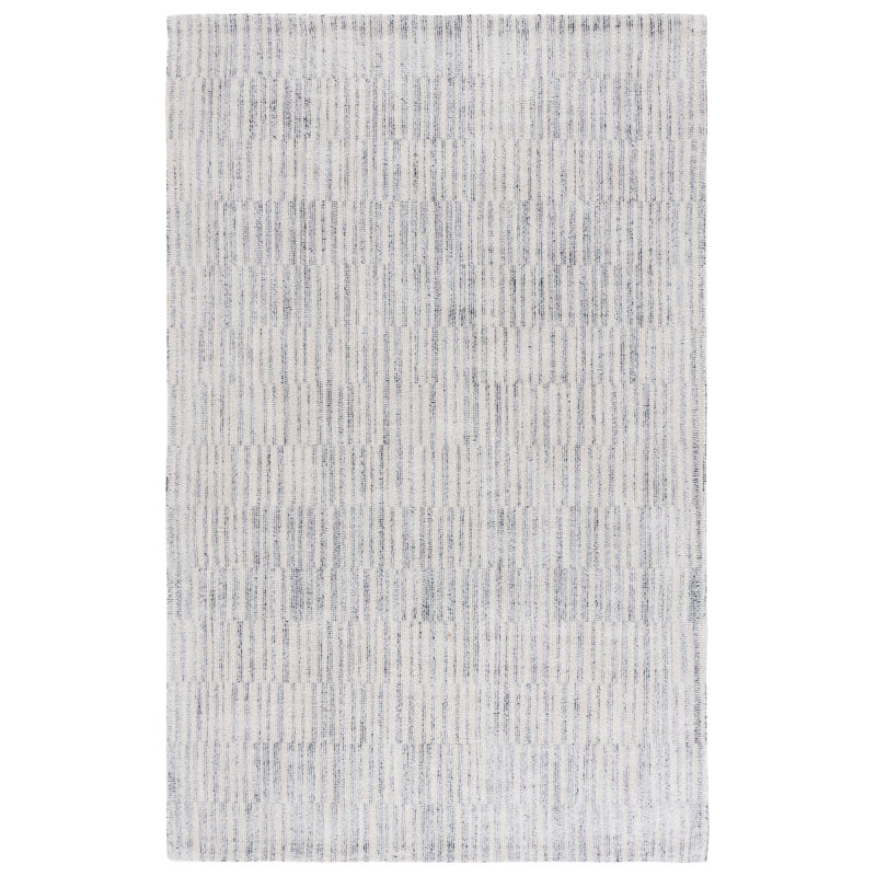 Lashe 901 Hand Tufted Cotton/Polyester Abstract Indoor Use Only Rug in Navy/Ivory, Rectangle 4' x 6'