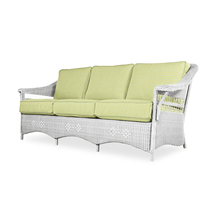 Nantucket Outdoor 3 - Seat Patio Sofa, Bamboo Bay Meadow, White