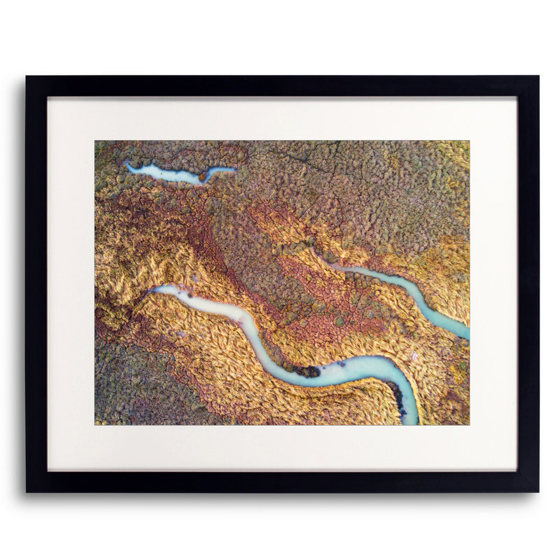 Abstract Aerial Landscape VII Print by Frank Peters, 25.25" H x 31.25" W x 0.88" D, Black Framed Paper, White