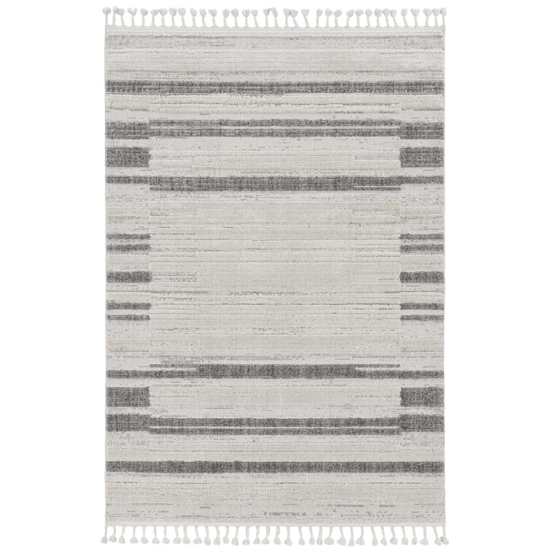 Gray and Ivory Abstract Area Rug, Rectangle 12' x 15'