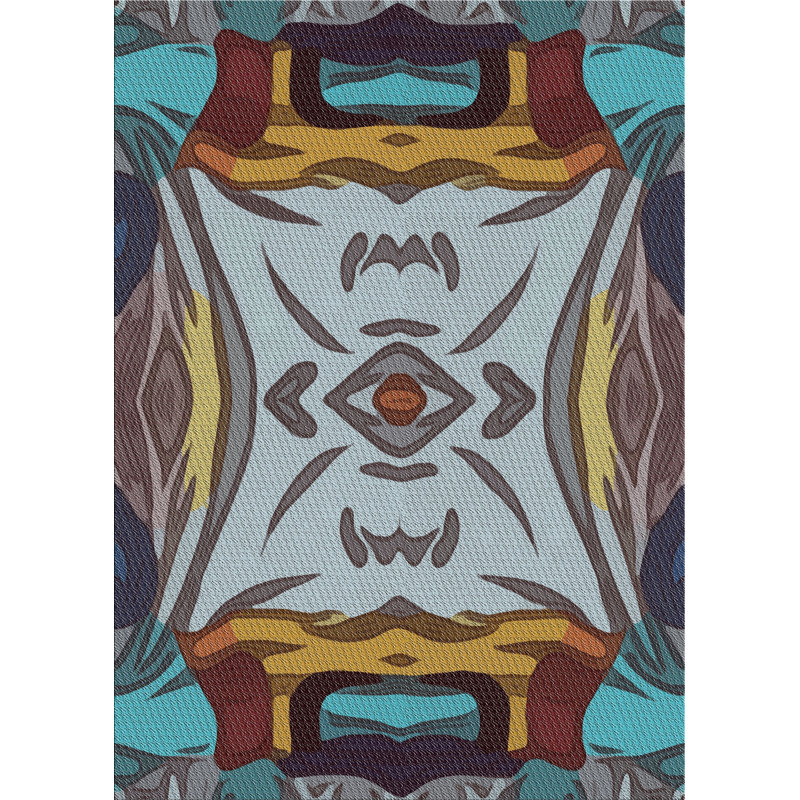 Tapis à motifs bleu / rouge / jaune, Rectangulaire 8 pi x 12 pi