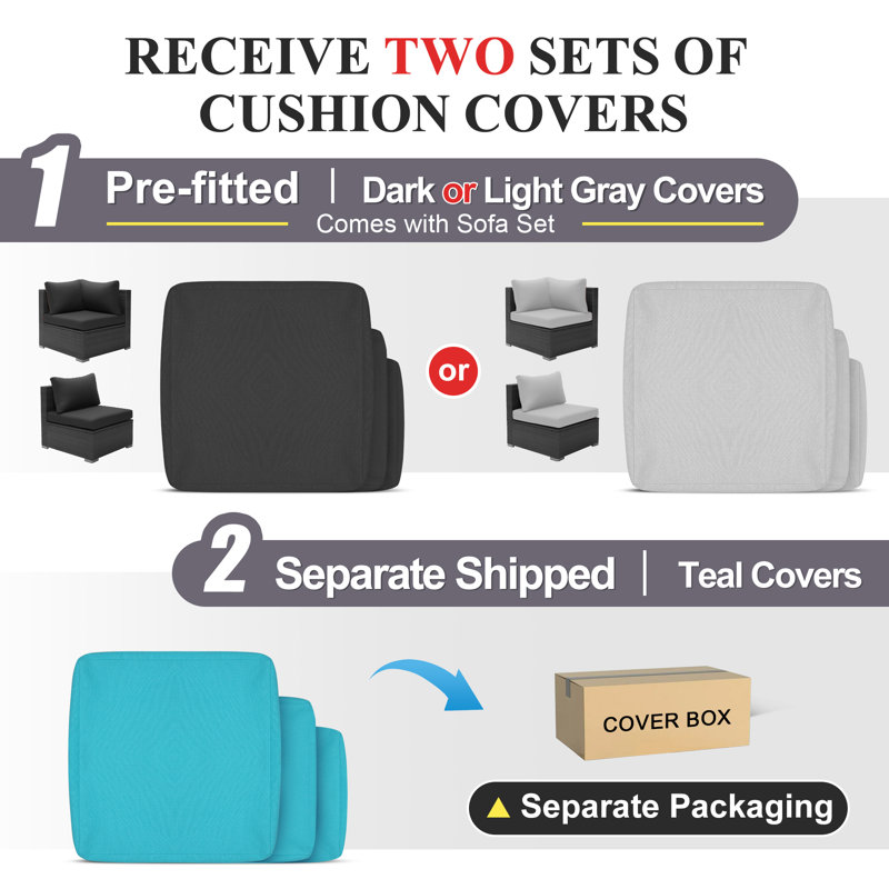 Arisbet 4-Person 5-Piece Modular Wicker Outdoor Sectional Set with Cushions & 60,000 BTU Propane/Natural Gas Fire Pit Table