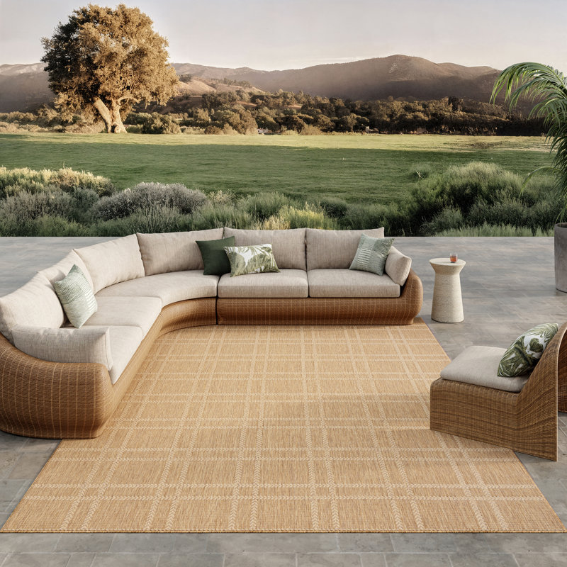 Akyla Plaid Indoor / Outdoor Area Rug, Rectangle 25'5" x 35'7"