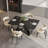 63''-94.5'' Extendable Rectangular Sintered Stone Dining Table Steel Legs, Black Modern Dining Table with Adjustable Foot Pads Seat 6-8