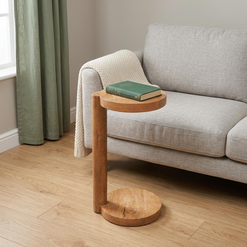 Table de bout ronde 24 po en bois massif naturel vieilli