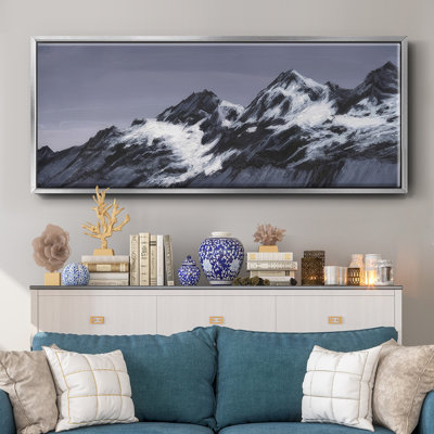 Moonlit Mountain Range II - Framed Canvas