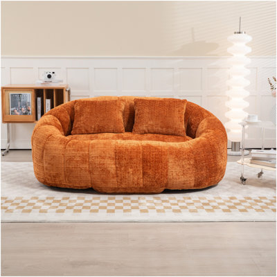 Fauteuil à billes Fauteuil à billes Fauteuil à billes Fauteuil à billes Fauteuil à billes à dossier haut pour les adultes et les enfants, intérieur et extérieur, méridienne douce (chenille orange)