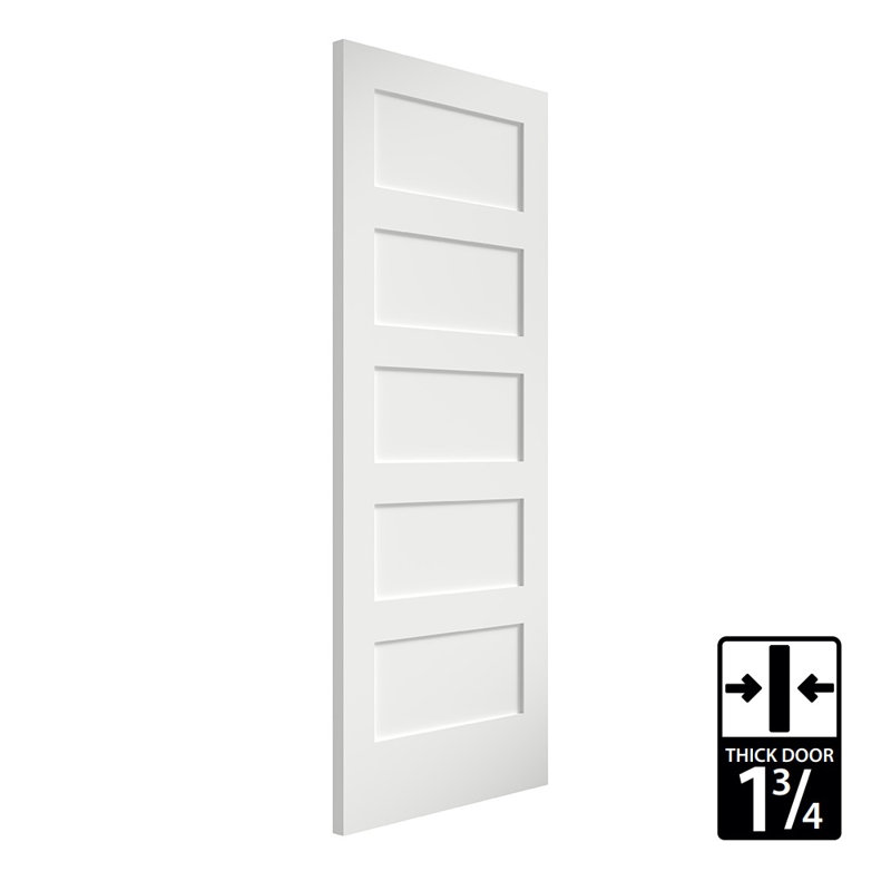 80" x 32" White Primed 5-Panel Solid Pine Door