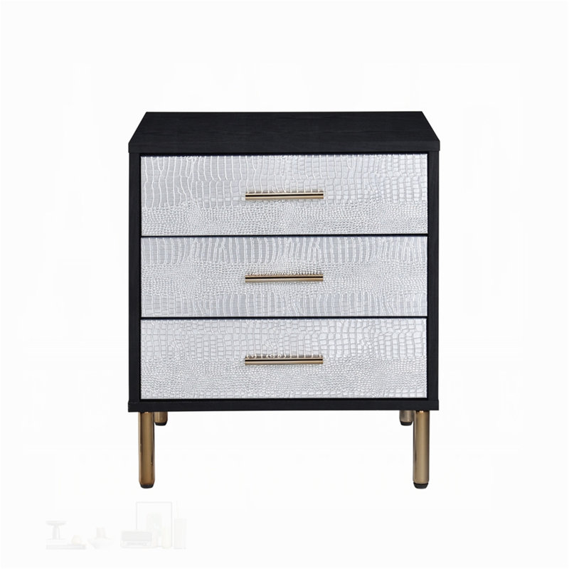 Élégante et fonctionnelle table de chevet à deux tiroirs, un ajout parfait à n'importe quel décor de chambre à coucher avec rangement spacieux et fabrication durable.