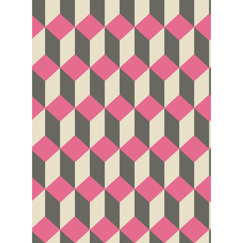 Delano Geometric Wallpaper Roll, Pink/Black